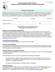 Form BGC202 Major League Sports Raffle Manual Draw Supervisor Annual Registration Form - California, Page 2