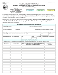 Document preview: Form BGC204 Major League Sports Raffle Eligible Organization Raffle Registration Form - California