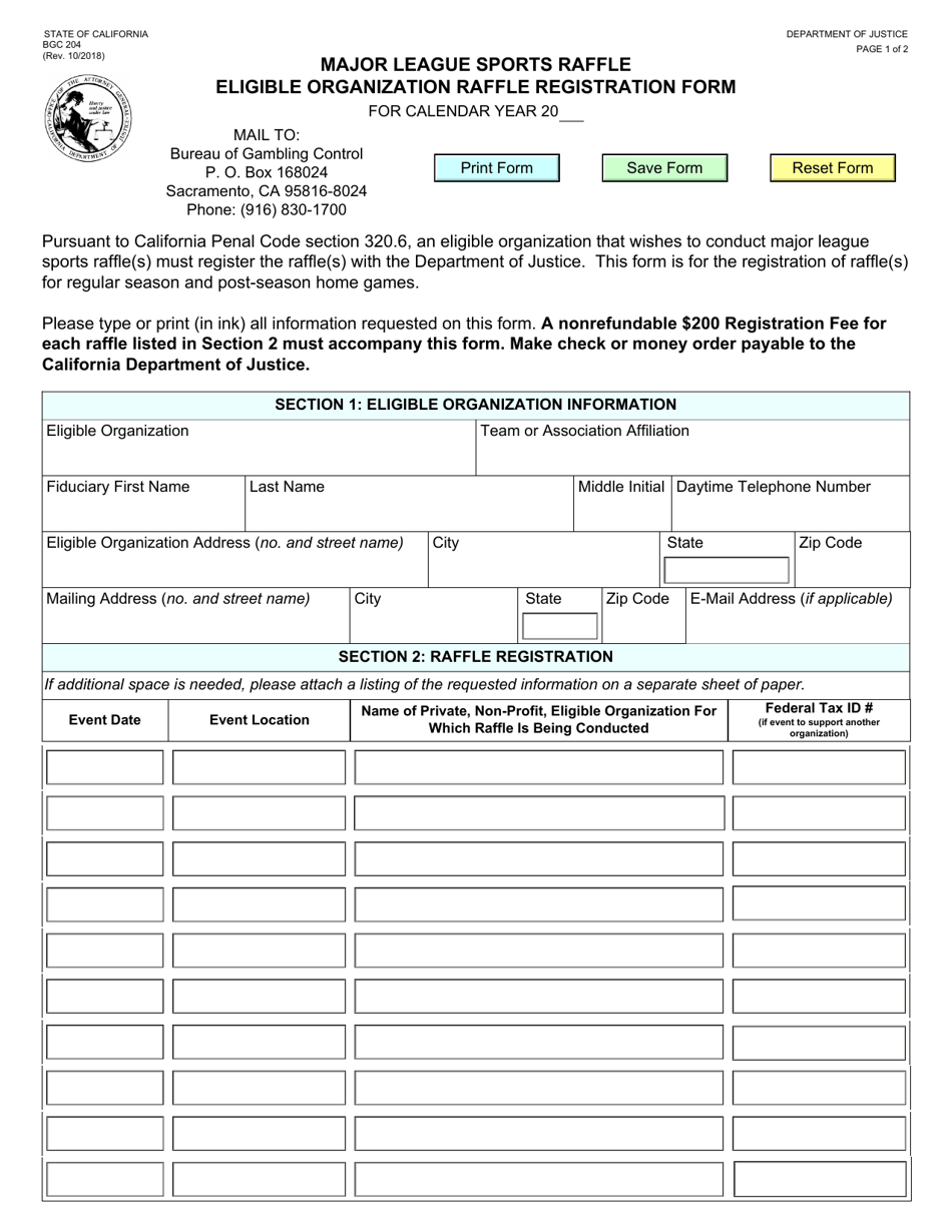 Form BGC204 - Fill Out, Sign Online and Download Fillable PDF ...