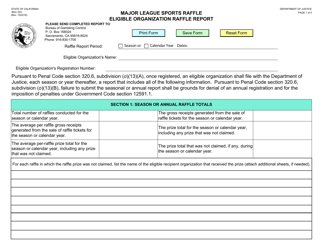 Document preview: Form BGC203 Major League Sports Raffle Eligible Organization Raffle Report - California