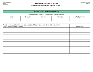 Form BGC203 Major League Sports Raffle Eligible Organization Raffle Report - California, Page 2