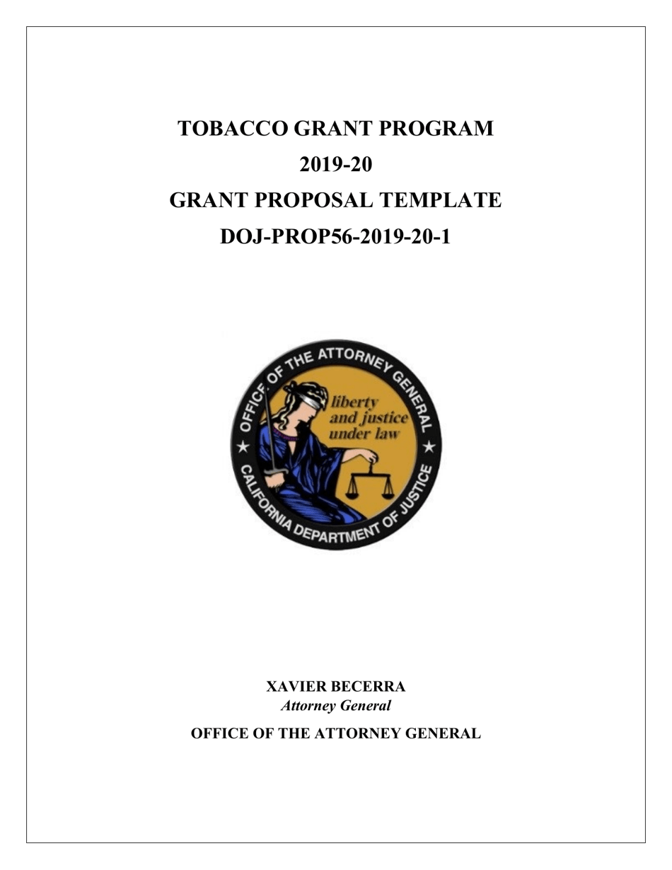 Form DOJ-PROP56-2019-20-1 Grant Proposal Template - California, Page 1