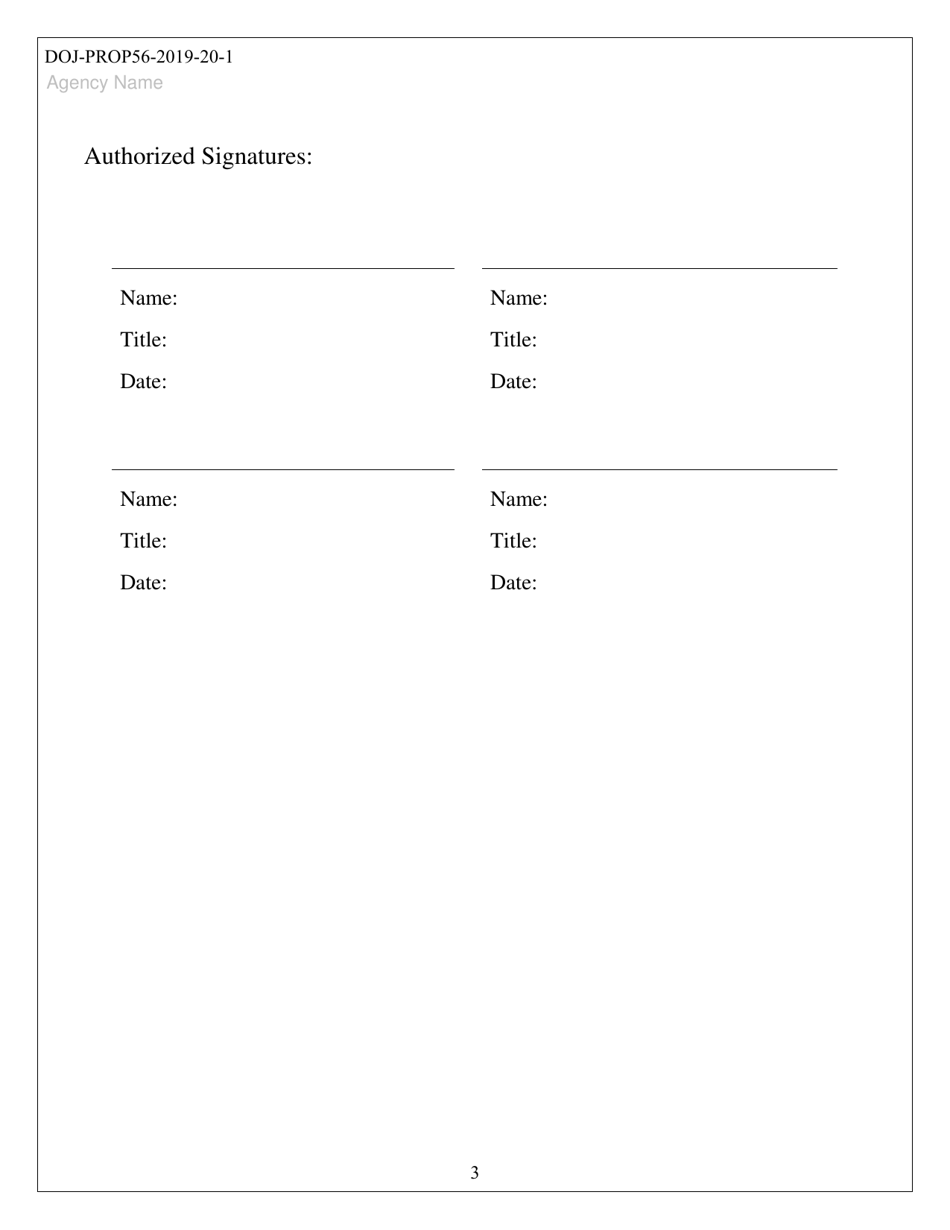 Form DOJ-PROP56-2019-20-1 Grant Proposal Template - California, Page 3