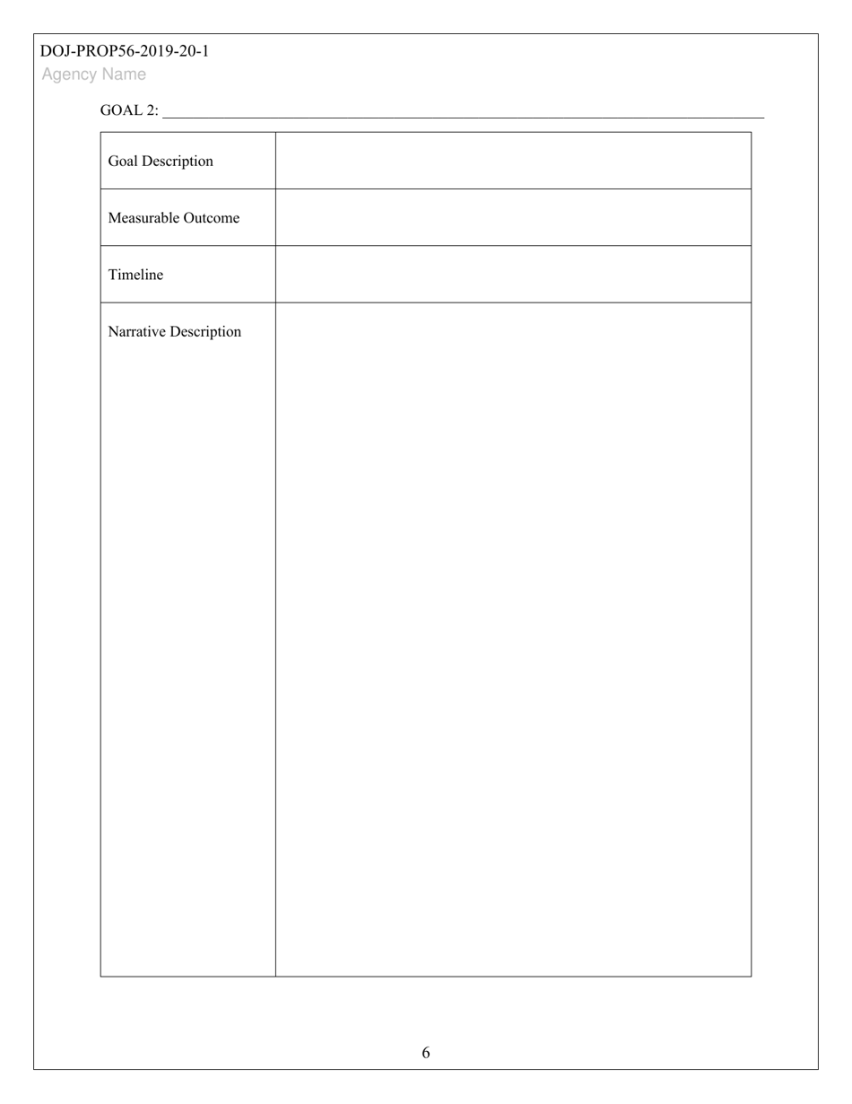 Form DOJ-PROP56-2019-20-1 Grant Proposal Template - California, Page 6