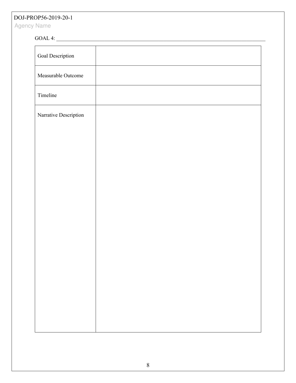 Form DOJ-PROP56-2019-20-1 Grant Proposal Template - California, Page 8