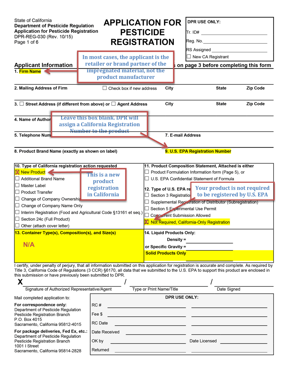 Download Instructions for Form DPRREG030 Application for Pesticide