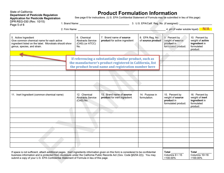 Instructions for Form DPR-REG-030 Application for Pesticide Registration - California, Page 3