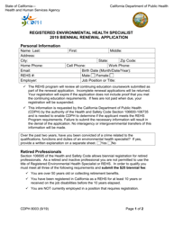 Form CDPH8003 Registered Environmental Health Specialist Biennial Renewal Application - California