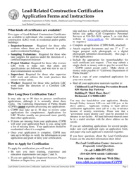 Form CDPH8488 Application for Lead Certification - California