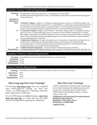 Form CDPH8488 Application for Lead Certification - California, Page 3