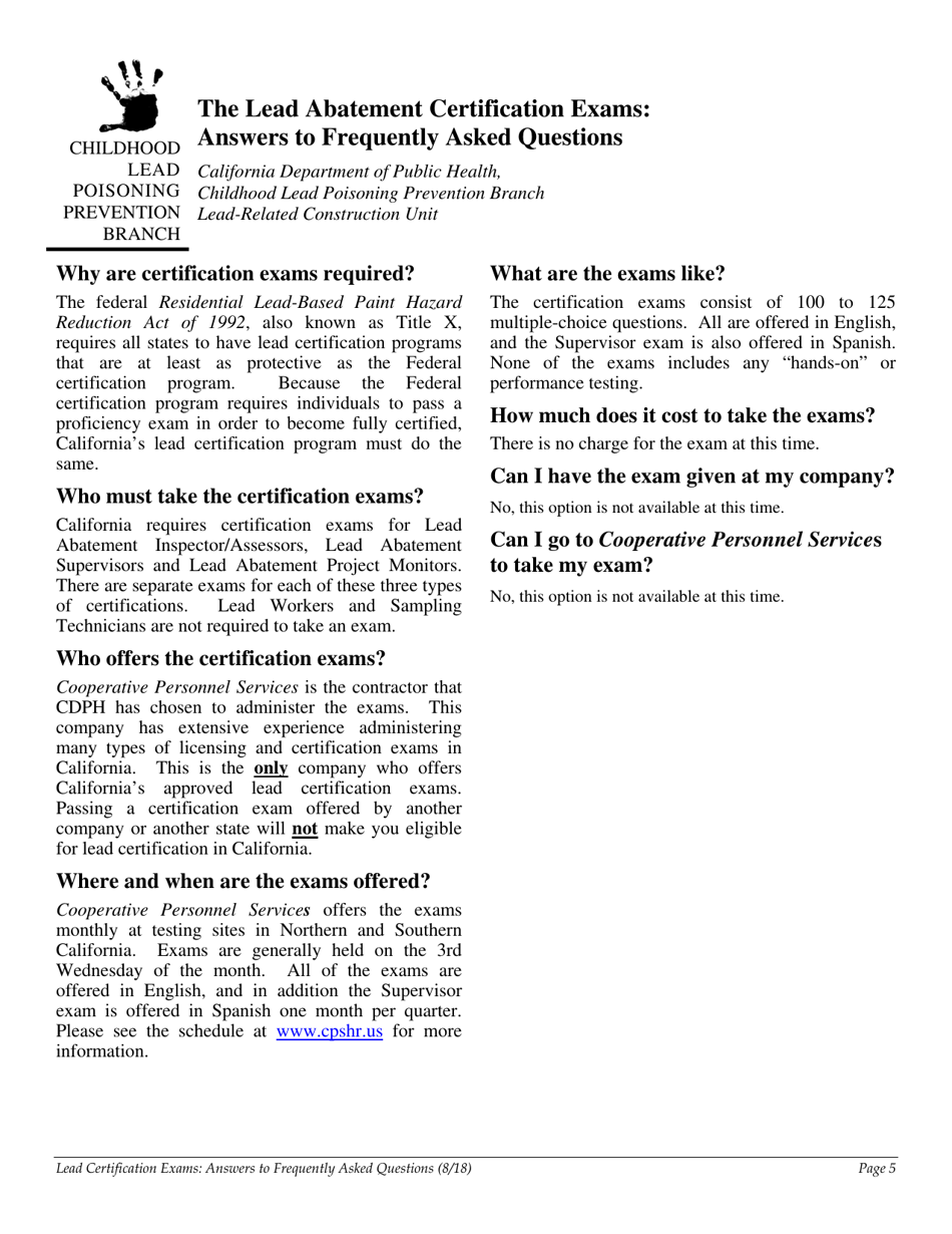 Form CDPH8488 Application for Lead Certification - California, Page 7