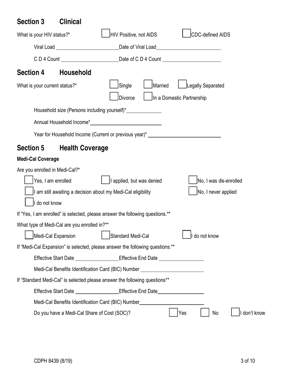 Form CDPH8439 AIDS Drug Assistance Program Enrollment Application - California, Page 3