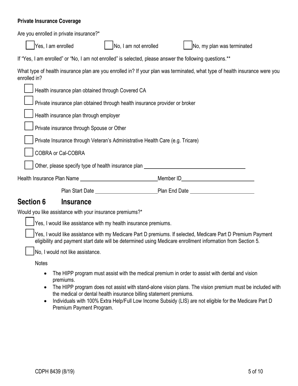 Form CDPH8439 AIDS Drug Assistance Program Enrollment Application - California, Page 5