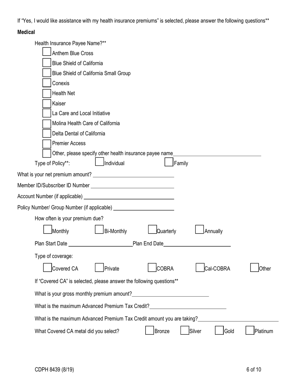 Form CDPH8439 AIDS Drug Assistance Program Enrollment Application - California, Page 6