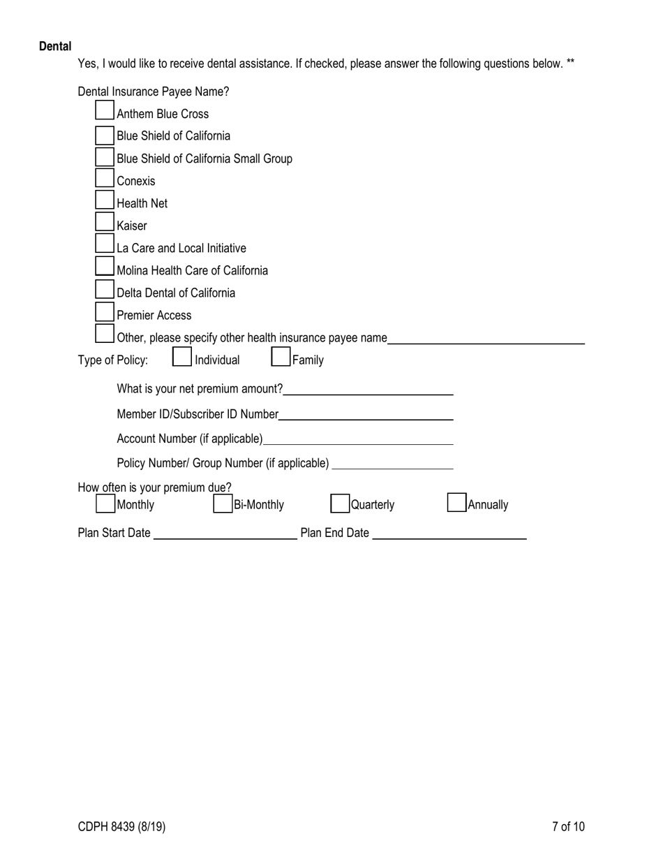 Form CDPH8439 AIDS Drug Assistance Program Enrollment Application - California, Page 7