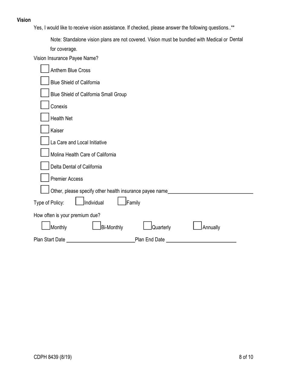 Form CDPH8439 AIDS Drug Assistance Program Enrollment Application - California, Page 8