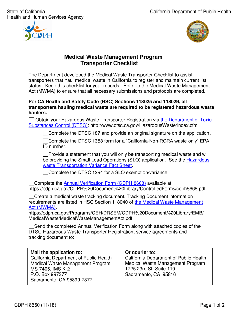 Form CDPH8660 Fill Out, Sign Online and Download Printable PDF