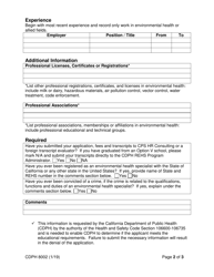 Form CDPH8002 Environmental Health Specialist Registration - California, Page 2
