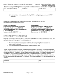 Form CDPH8218 Radiologic Technologist Fluoroscopy Permit Application - California, Page 2