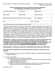 Form CDPH8231 &quot;California Radiology Supervisor and Operator Application (For Radiologists and Radiation Oncologists Only)&quot; - California