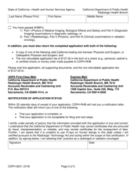 Form CDPH8231 &quot;California Radiology Supervisor and Operator Application (For Radiologists and Radiation Oncologists Only)&quot; - California, Page 2