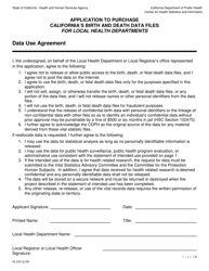 Form VS142 Application to Purchase California&#039;s Birth and Death Data Files for Local Health Departments - California, Page 5