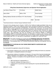 Document preview: Form CDPH8711 X-Ray Bone Densitometry Supervisor and Operator Permit Application - California