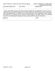 Form CDPH8711 X-Ray Bone Densitometry Supervisor and Operator Permit Application - California, Page 3