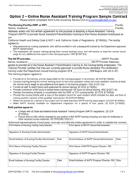 Document preview: Form CDPH E278SC Option 2 - Online Nurse Assistant Training Program Sample Contract - California