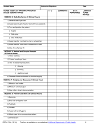 Form CDPH276A Nurse Assistant Training Program Skills Check List - California, Page 2