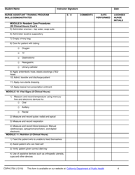 Form CDPH276A Nurse Assistant Training Program Skills Check List - California, Page 4