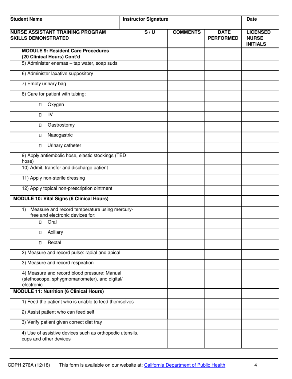 Form CDPH276A - Fill Out, Sign Online and Download Fillable PDF ...