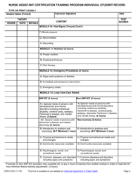 Form CDPH276C Nurse Assistant Certification Training Program Individual Student Record - California, Page 4