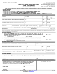 Document preview: Form CDPH283B Certified Nurse Assistant (Cna) Initial Application - California