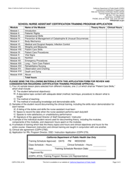 Form CDPH276S School Nurse Assistant Certification Training Program Application - California, Page 2