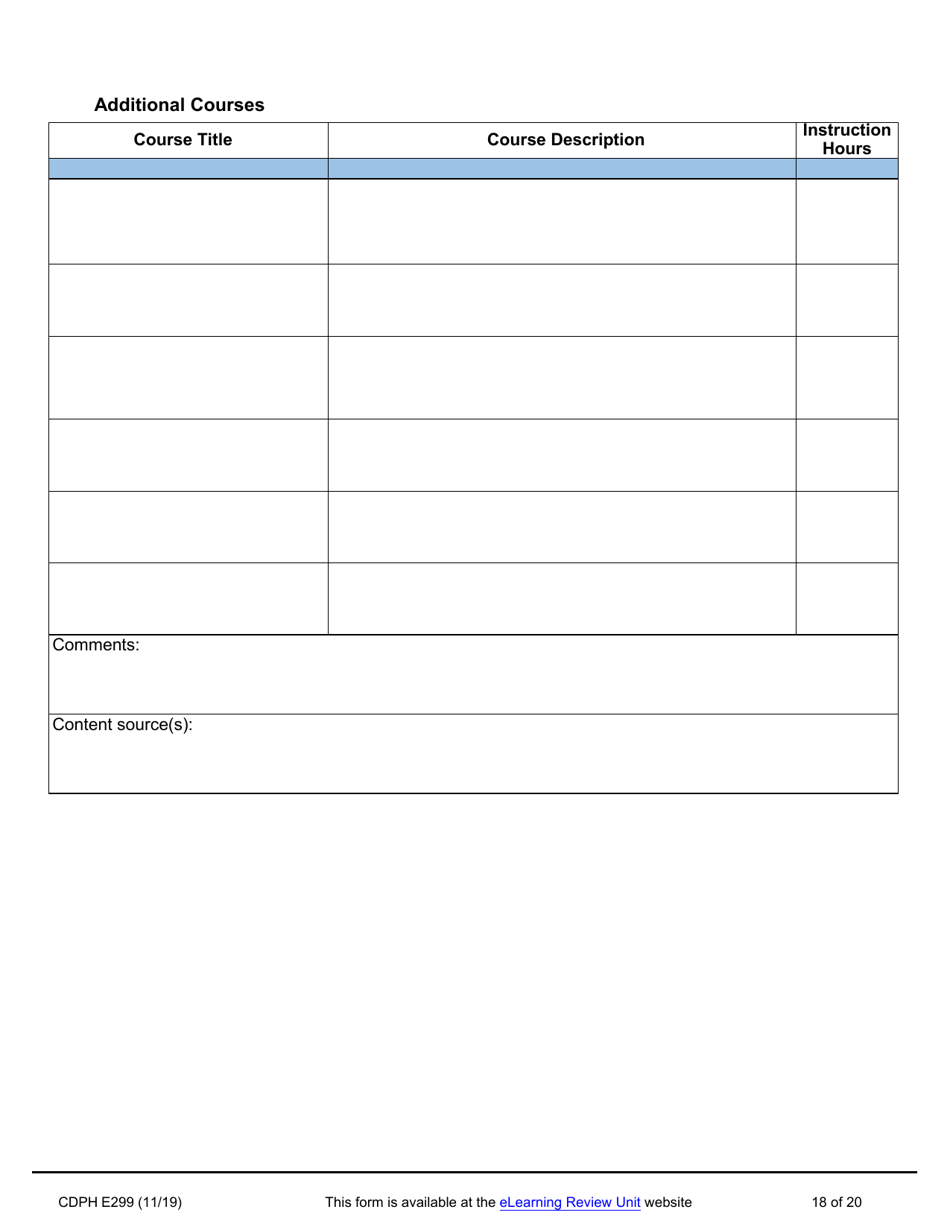 Form CDPH E299 Online Nurse Assistant Training Program Curriculum Vendor Application - California, Page 18