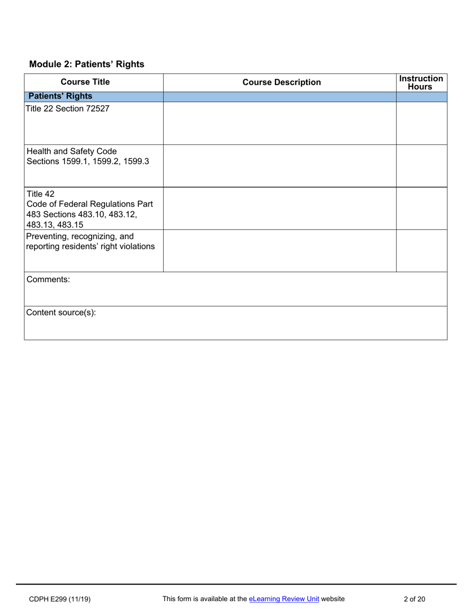 Form CDPH E299 Online Nurse Assistant Training Program Curriculum Vendor Application - California, Page 2
