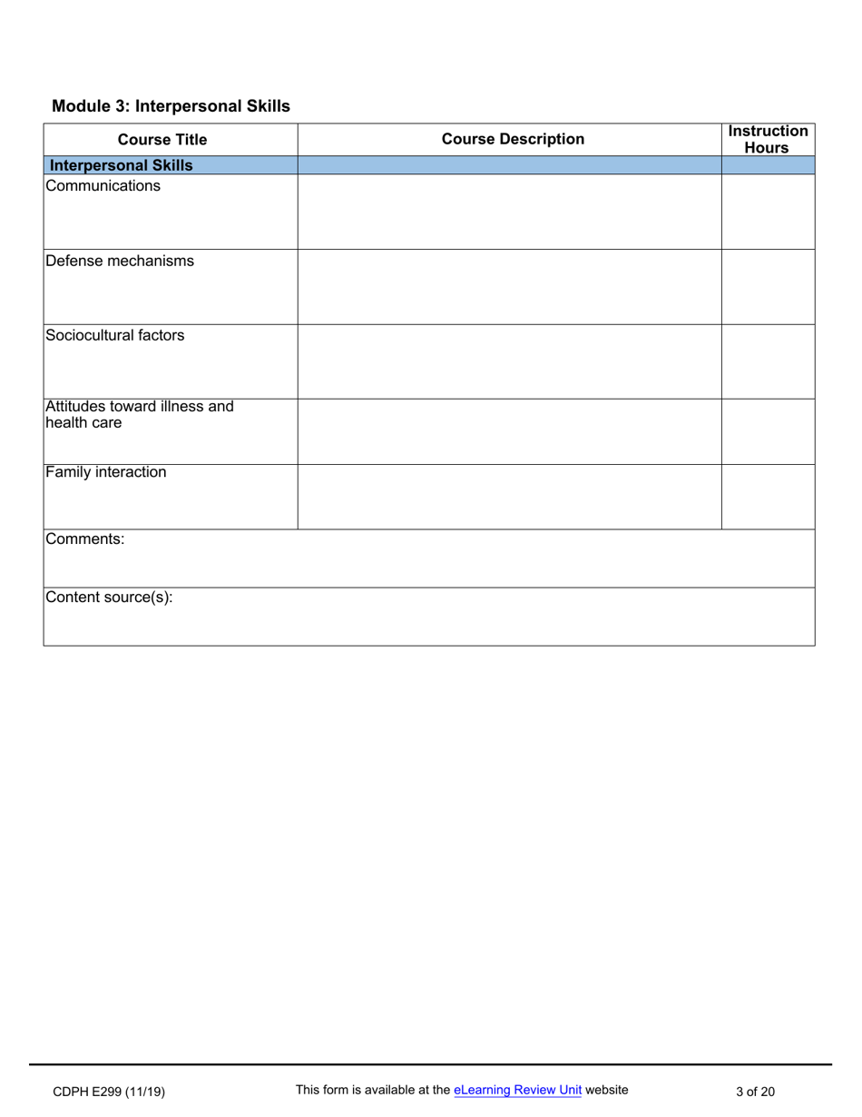 Form CDPH E299 Online Nurse Assistant Training Program Curriculum Vendor Application - California, Page 3
