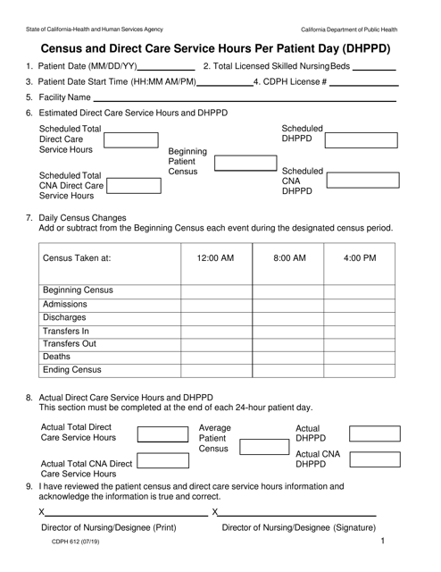 Form CDPH612  Printable Pdf