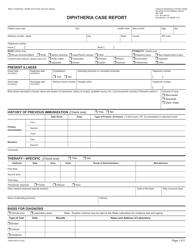 Form CDPH8579 Diphtheria Case Report - California