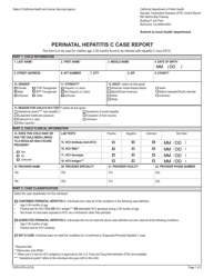 Document preview: Form CDPH8704 Perinatal Hepatitis C Case Report - California