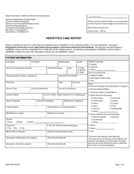Form CDPH8701 Hepatitis E Case Report - California