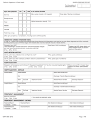 Form CDPH8639 Shigellosis Case Report - California, Page 2