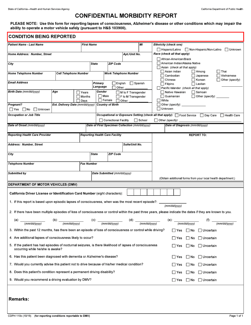 Cdph Form Form CDPH110C - Fill Out, Sign Online and Download Fillable PDF ...