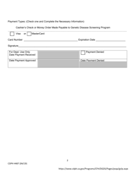 Form CDPH4487 California Genetic Counselor License Payment, Genetic Counselor License, Temporary or Renewal - California, Page 2