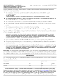 Document preview: Form CDTFA-514-DI Acknowledgement of Licensee Responsibilities Under the California Interstate User Diesel Fuel Tax - California