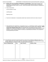 Form CalRecycle876 Reporting Year Disposal Tonnage Modification Request and Certification - California, Page 4