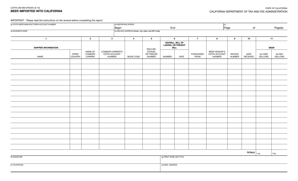 Form CDTFA-269-BM - Fill Out, Sign Online and Download Fillable PDF ...