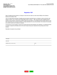 Document preview: Form CDTFA-230-I-1 Certificate C California Sales Tax Exemption Certificate - California