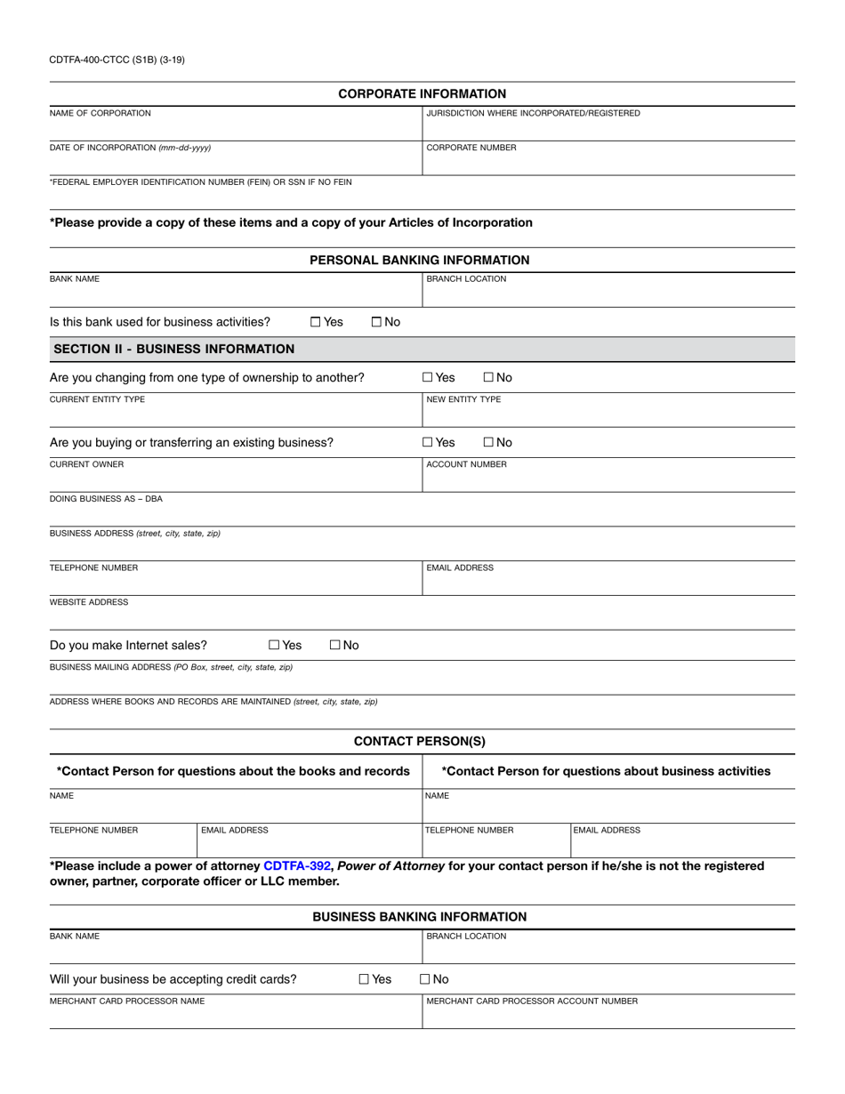 Form CDTFA-400-CTCC Cigarette and Tobacco Common Carrier Application - California, Page 2